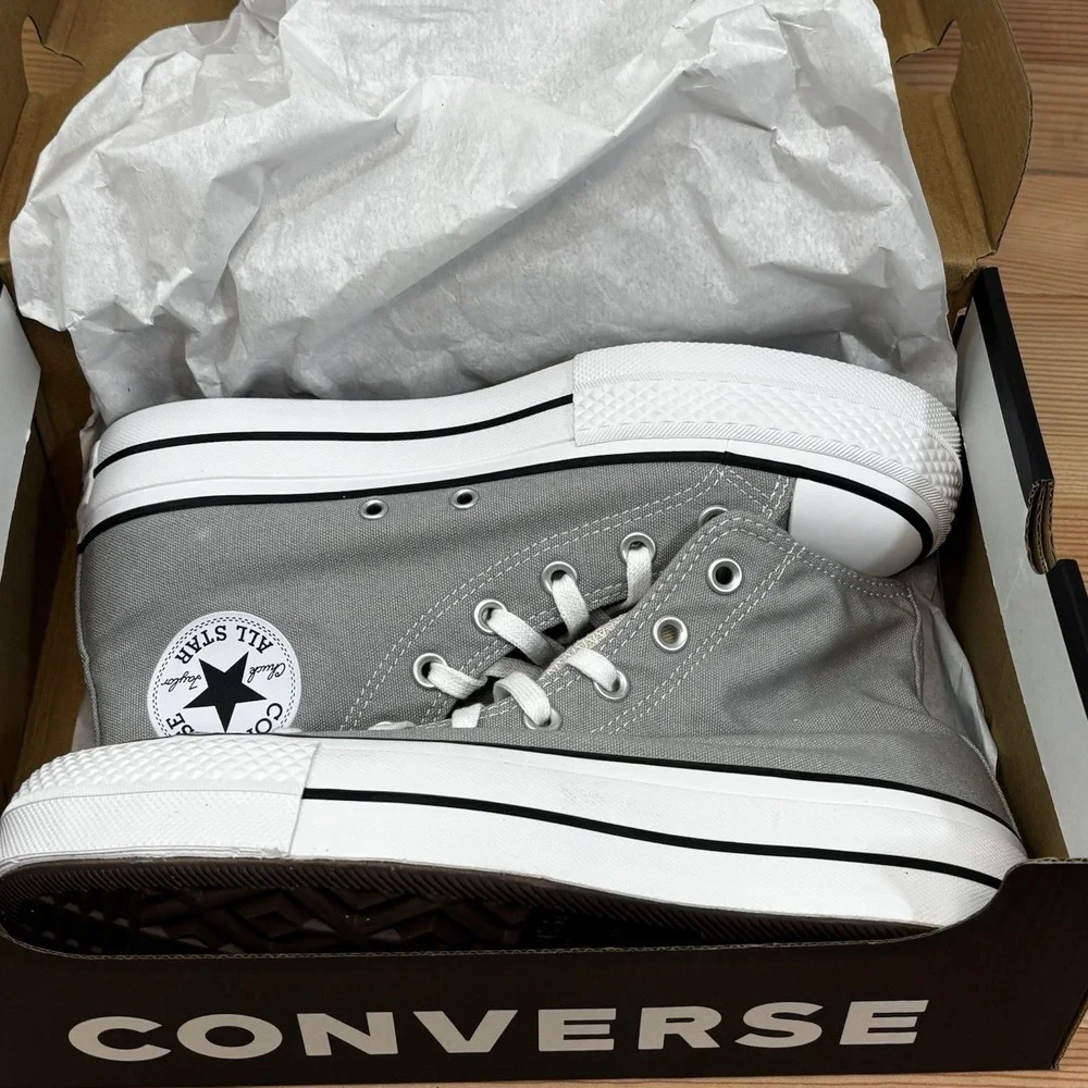 Converse Chuck Taylor All Star Lift Platform Hi Gray Sneakers Womens Sz 8